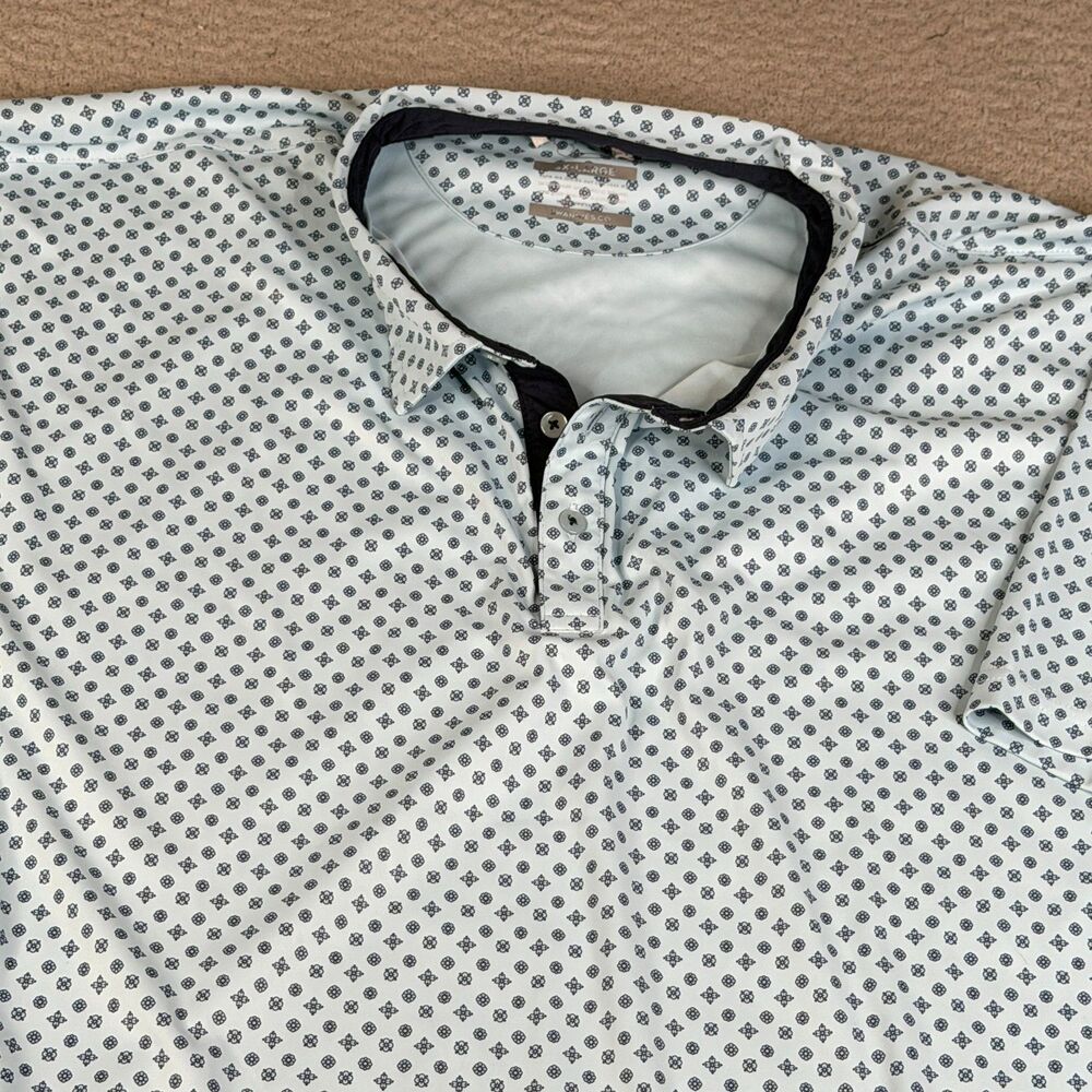 SWANNIES Golf Polo Shirt Mens 3XL Blue Performance Floral Activewear Big Tall